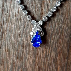 Vintage Art Deco Teardrop Simulated Blue Gemstone